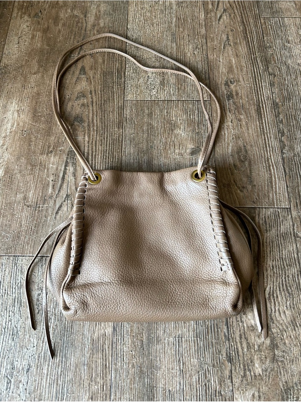 HOBO Taupe Leather Shoulder Bag